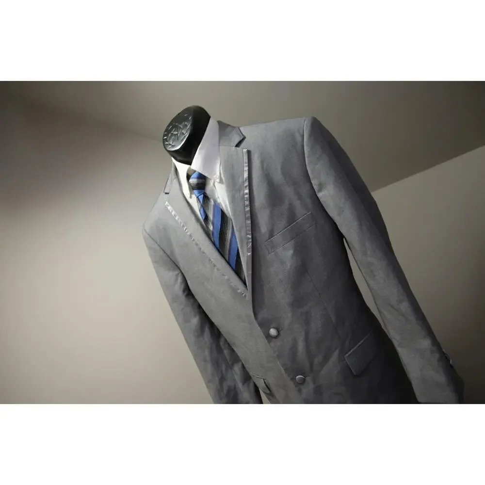 Vinci Slim Fit Tuxedo 2 Piece Suit Pants Jacket‎ Gray Mens Sz 44 x 30 50 R